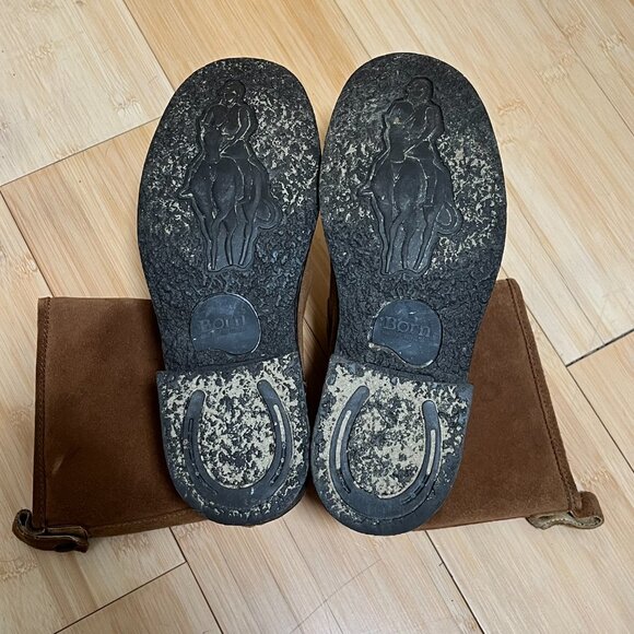 Born Audie Boots Womens 6.5 Brown Suede Leather Round Toe Mid Calf Pull On - Picture 8 of 10